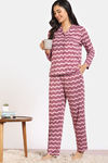 Zivame Print Fusion Knit Poly Pyjama Set - Coral Reef — thumbnail 1